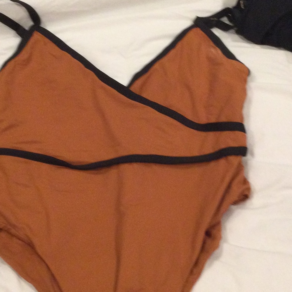 Andie Women's One Piece Swimsuit in Brown and Black